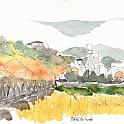 足利 渡良瀬橋と両崖山  森高千里の歌で有名になった橋。紅葉している山は、織姫神社のある両崖山。
