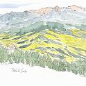 信州八ヶ岳  雲一つない上天気の日、入笠山へ。山頂からは360度の展望。八ヶ岳のすそ野に広々と広がった黄金色の田園風景が美しい。