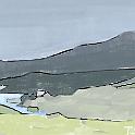 View from Kurumayama  2013年8月、車山中腹からの白樺湖。奥の山は蓼科山。- Procreate,Dryink,Moorilla