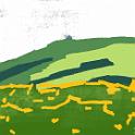 Summer in Kirigamine  ネットの写真から。霧ヶ峰高原車山。頂上にあるドームが見える。黄色い花はニッコウキスゲ。- Procreate,Nicholas