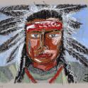Native American Man  こちらは男性。- SENNELIER Oil Pastel on CANSON XL Mixed Media Paper