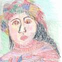 Girl ,South America  ネットの写真から。- Stabilo Woody 3in1 and Kawachi Oil Pastel on CANSON MIXED MEDIA