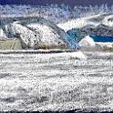 Winter in Biei  北海道美瑛の冬。セヌリエのオイルパステルでキャンソンのパステル用紙 ミタントに描いた。塗り込まないと紙の凹凸が。- SENNELIER Oil Pastel on CANSON Mi-Teintes