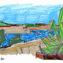 Collioure,The village where Matisse lived  これも。スタビロのWoody 3in1でアウトラインを描いて、キットパスのクレヨンで彩色。キットパスのクレヨンは柔らかめで、セヌリエの極細目の水彩紙に描いたのでこすらなくてもいい感じ。 - Kitpass Crayon and Stabilo Woody 3in1 on SENNELIER Watercolour Paper (Hot Pressed)