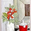 White Flower Pot and Red Watering Can  これも同じ日に。- SENNELIER Oil Pastel on CANSON Mi-Teintes
