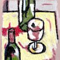 Wine bottles and a glass  Jean-Claude GottingのOilの模写。Cretacolorのハードパステルで。発色も伸びもいいけど粉が。- Cretacolor Hard Pastel on CANSON Mi-Teintes