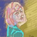 古河原泉ポートレート5  古河原泉のOilを元に描いた。5枚目。いろいろやってみたけど、このシリーズでは1枚目が一番いいかも。一番似てないけど大胆に描けたという意味で。- Procreate,Dryink,Nicholas